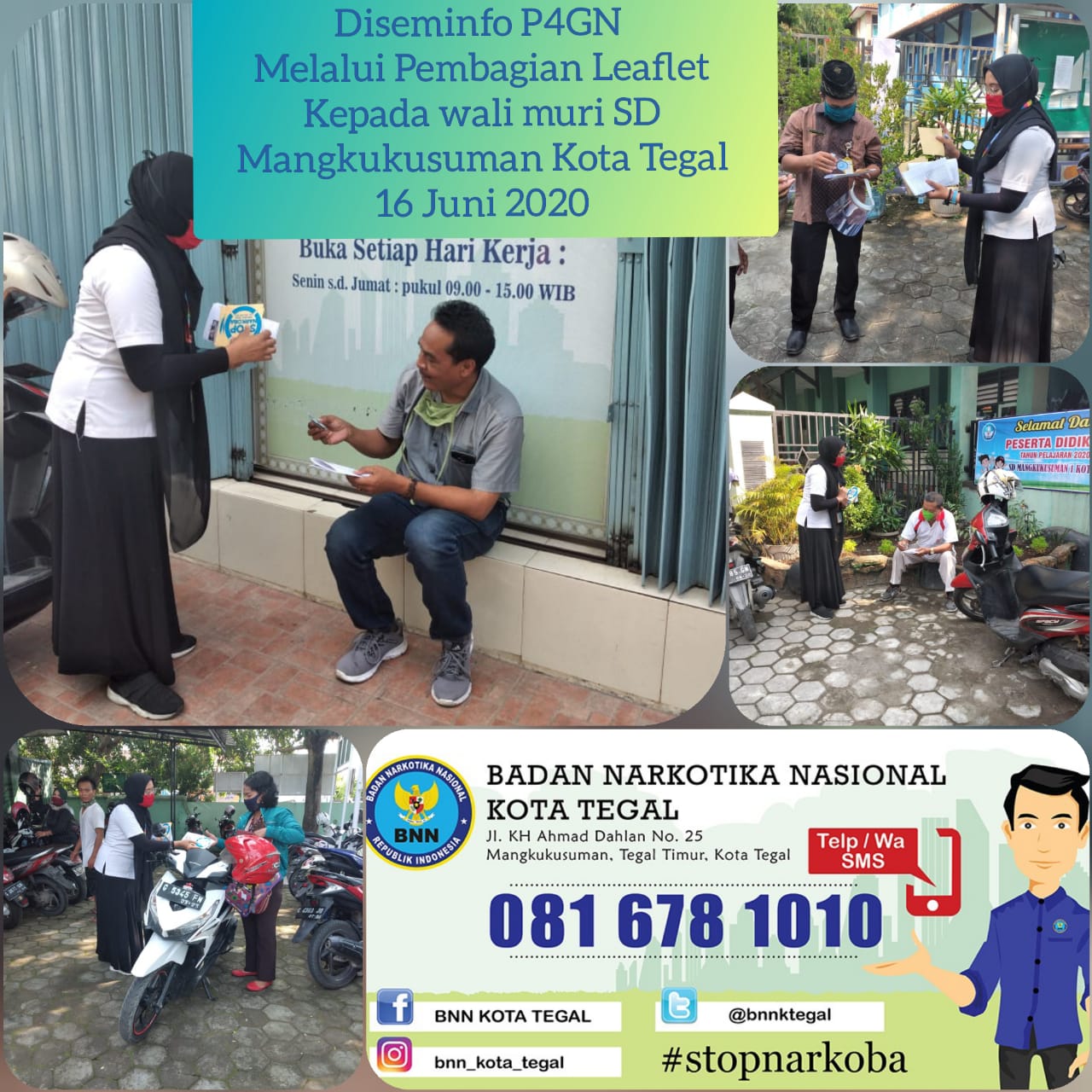 Diseminasi Informasi P4GN melalui pembagian Leaflet Kepada Wali Murid SD Mangkukusuman Tegal Diseminasi Informasi P4GN melalui pembagian Leaflet Kepada Wali Murid SD Mangkukusuman Tegal