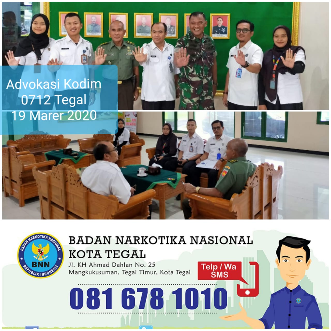 Kegiatan Koordinasi Advokasi Pembangunan Berwawasan Anti Narkoba dengan Kodim 0712/Tegal Kegiatan Koordinasi Advokasi Pembangunan Berwawasan Anti Narkoba dengan Kodim 0712/Tegal