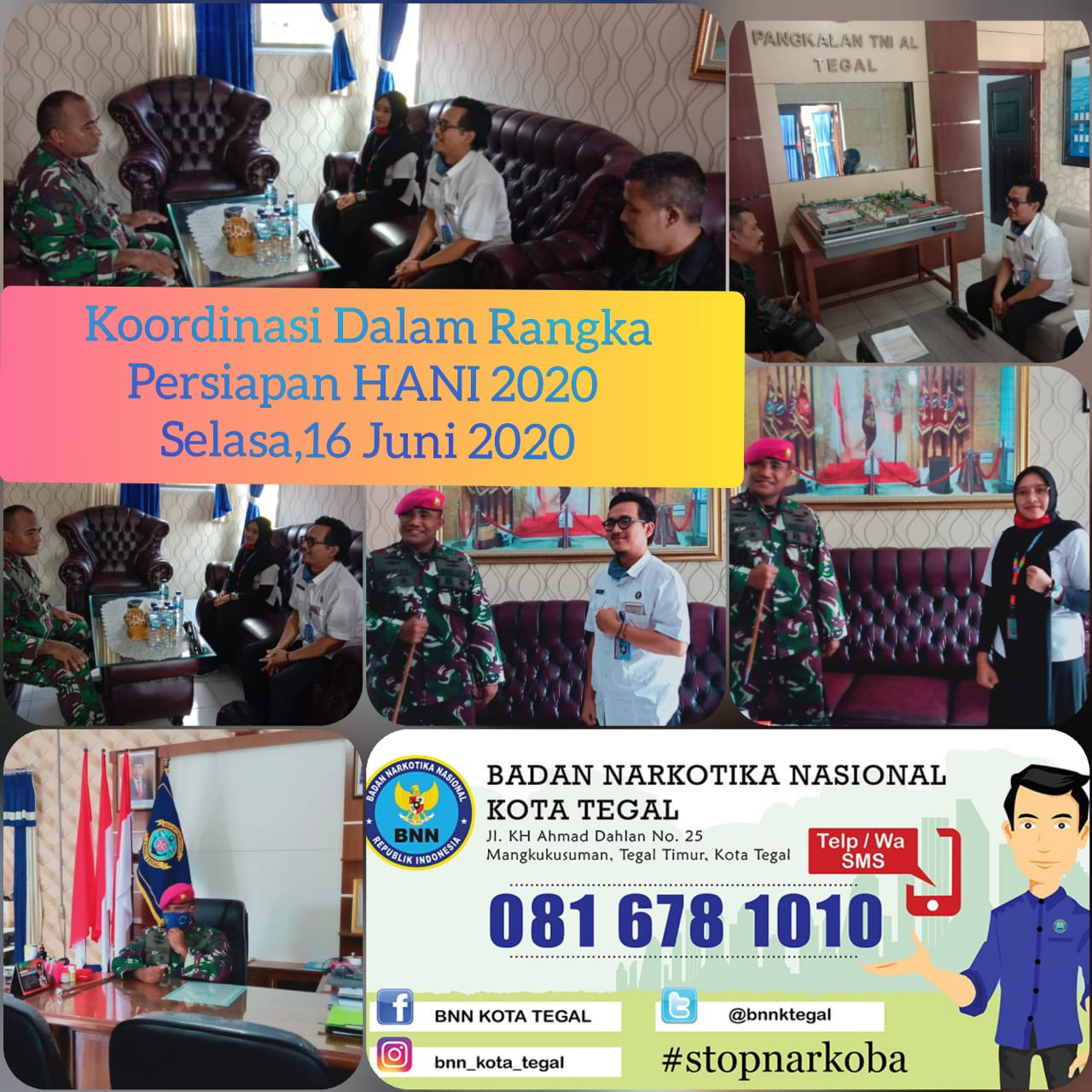 Koordinasi dalam rangka Persiapan HANI 2020 dengan Komandan Pangkalan TNI AL Kota Tegal Koordinasi dalam rangka Persiapan HANI 2020 dengan Komandan Pangkalan TNI AL Kota Tegal