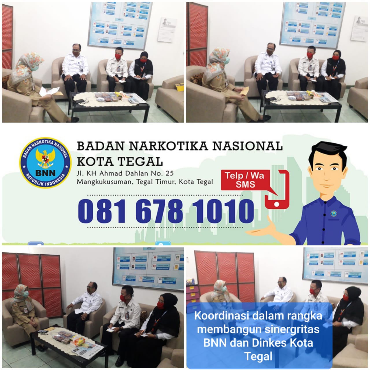 Koordinasi mewujudkan sinergitas antara Dinas Kesehatan dan BNNK Tegal dalam rangka pencegahan Covid-19 Koordinasi mewujudkan sinergitas antara Dinas Kesehatan dan BNNK Tegal dalam rangka pencegahan Covid-19