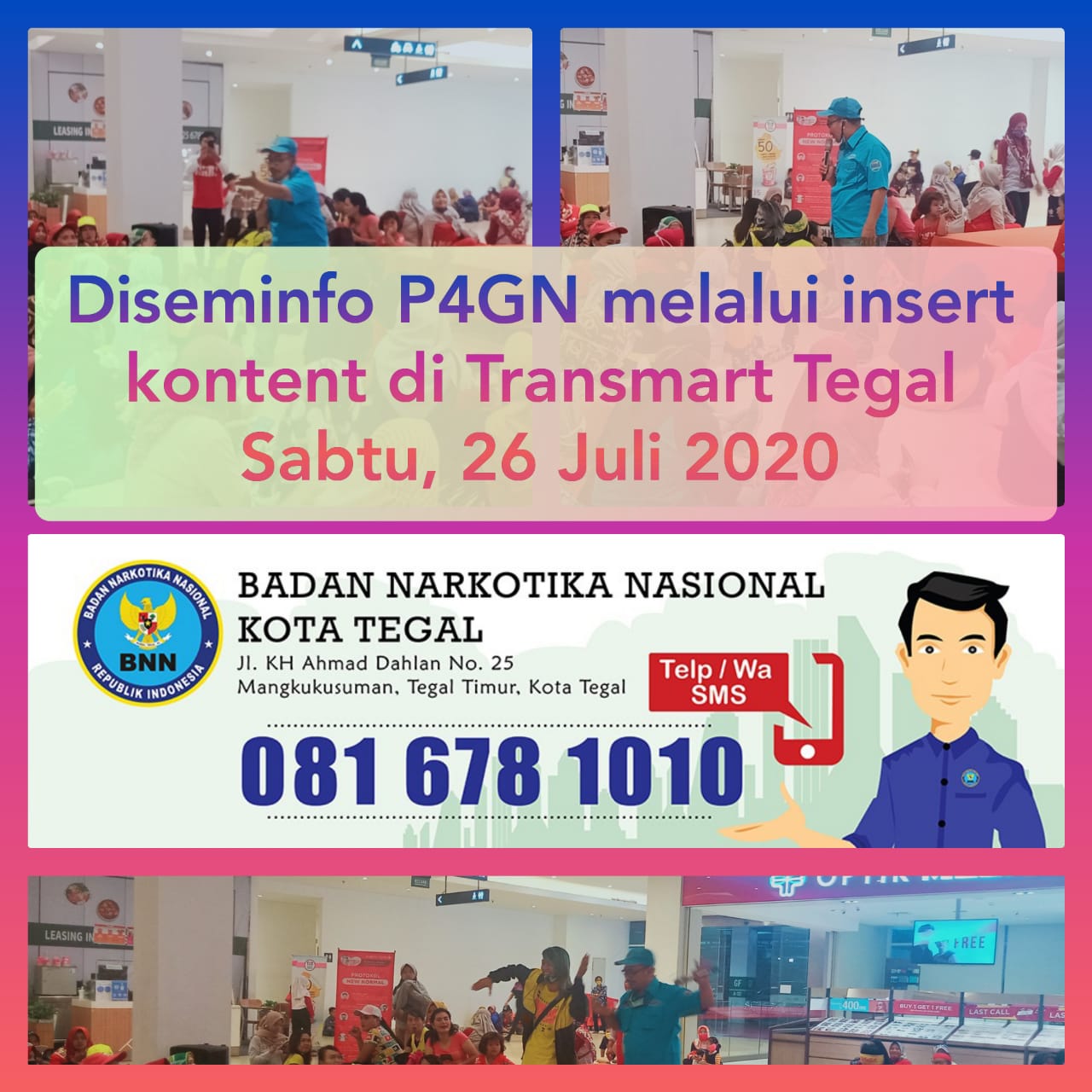 Diseminfo P4GN melalui Insert Kontent Senam Zumba dan Aerobik di TransMart Kota Tegal Diseminfo P4GN melalui Insert Kontent Senam Zumba dan Aerobik di TransMart Kota Tegal