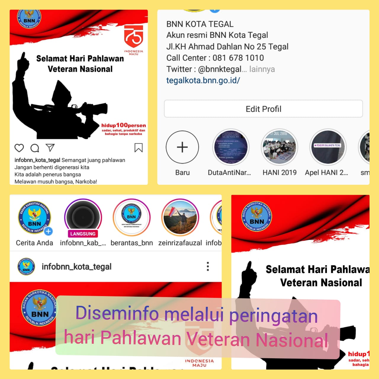 Diseminasi Informasi P4GN melalui media online instagram " peringatan hari Veteran Nasional Kota Tegal Diseminasi Informasi P4GN melalui media online instagram " peringatan hari Veteran Nasional Kota Tegal