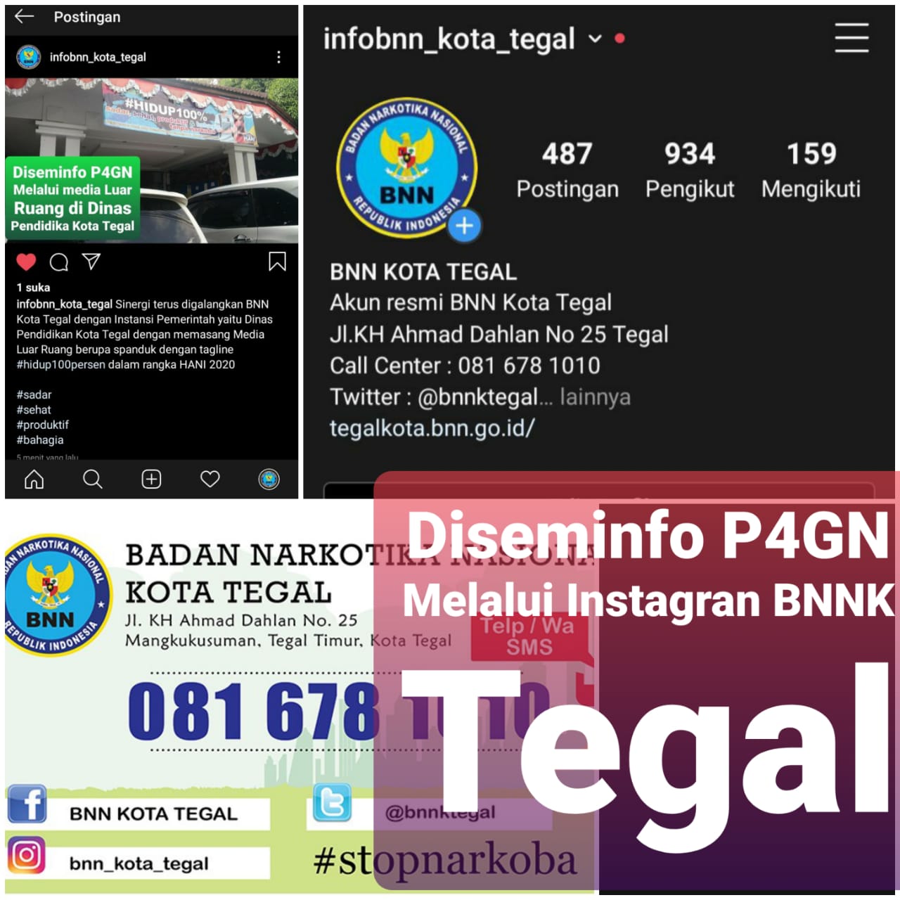 Diseminasi Informasi P4GN melalui Instagram infobnn_kota_tegal Diseminasi Informasi P4GN melalui Instagram infobnn_kota_tegal