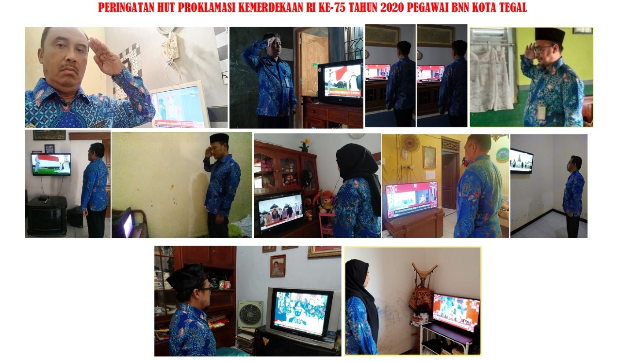 Pelaksanaan Upacara Peringatan HUT Proklamasi Kemerdekaan RI Ke-75 Secara Virtual Pegawai BNN Kota Tegal Pelaksanaan Upacara Peringatan HUT Proklamasi Kemerdekaan RI Ke-75 Secara Virtual Pegawai BNN Kota Tegal