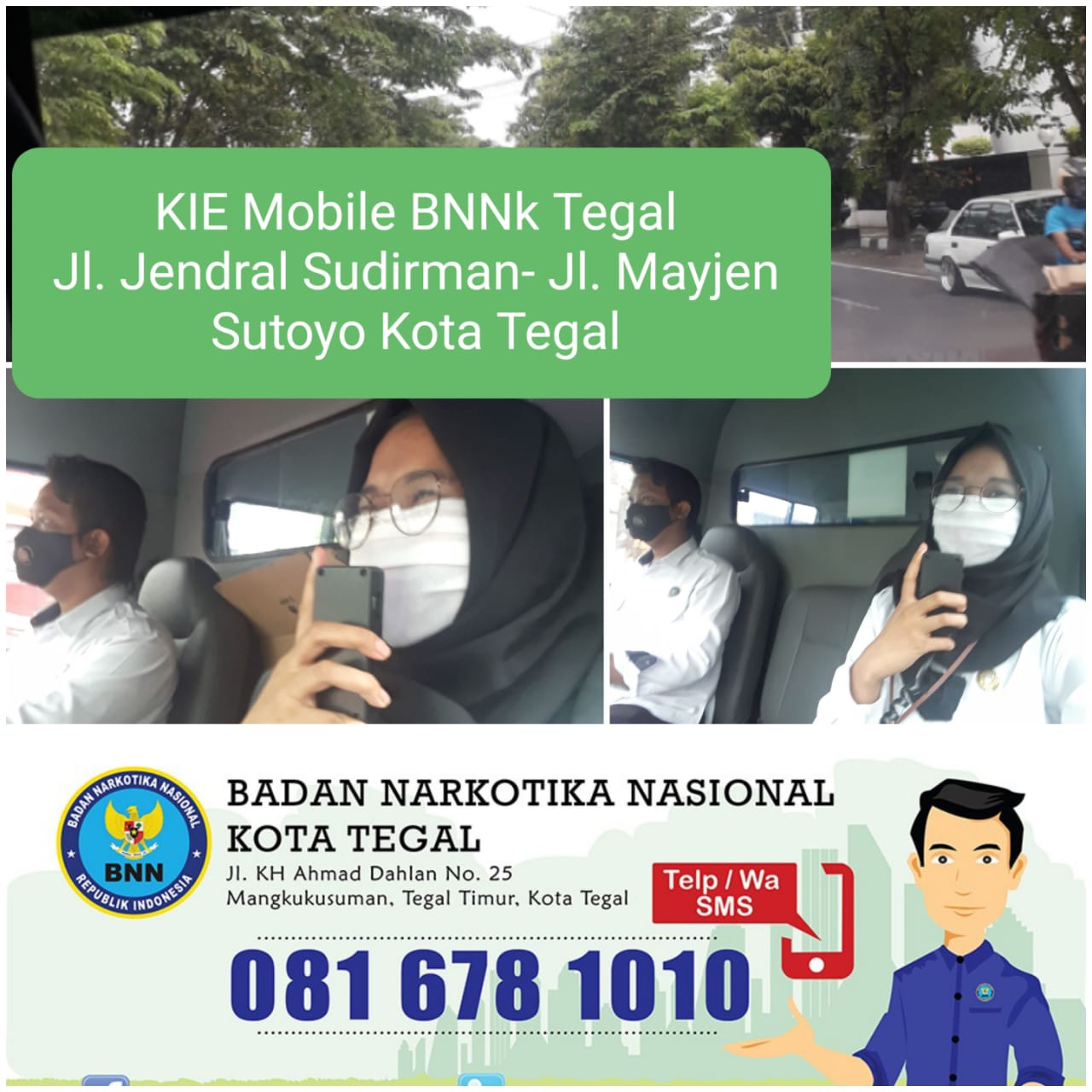 KIE P4GN dan Pencegahan penyebaran Virus Corona secara Mobile di Jl. Jendral Sudirman -Jl. Mayjen Sutoyo Kota Tegal KIE P4GN dan Pencegahan penyebaran Virus Corona secara Mobile di Jl. Jendral Sudirman -Jl. Mayjen Sutoyo Kota Tegal