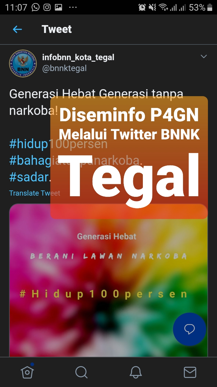 Diseminasi Informasi P4GN melalui Twitter BNNK Tegal Diseminasi Informasi P4GN melalui Twitter BNNK Tegal