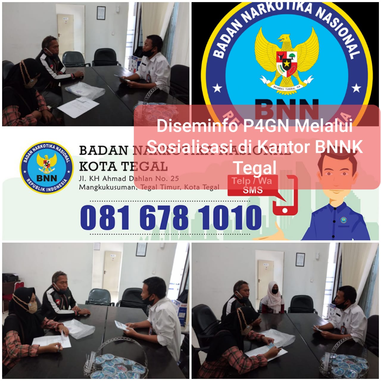 Kegiatan Diseminasi Informasi melalui sosialisasi Hidup 100 persen kepada pengunjung Kantor BNNK Tegal Kegiatan Diseminasi Informasi melalui sosialisasi Hidup 100 persen kepada pengunjung Kantor BNNK Tegal