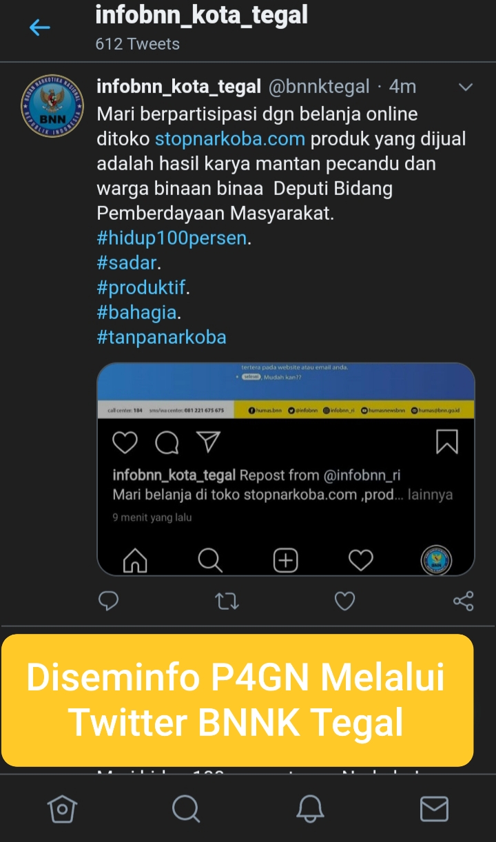 Kegiatan Diseminasi Informasi melalui Twitter BNNK Tegal Kegiatan Diseminasi Informasi melalui Twitter BNNK Tegal