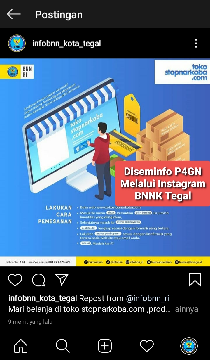Kegiatan Diseminasi Informasi melalui Instagram BNNK Tegal Kegiatan Diseminasi Informasi melalui Instagram BNNK Tegal