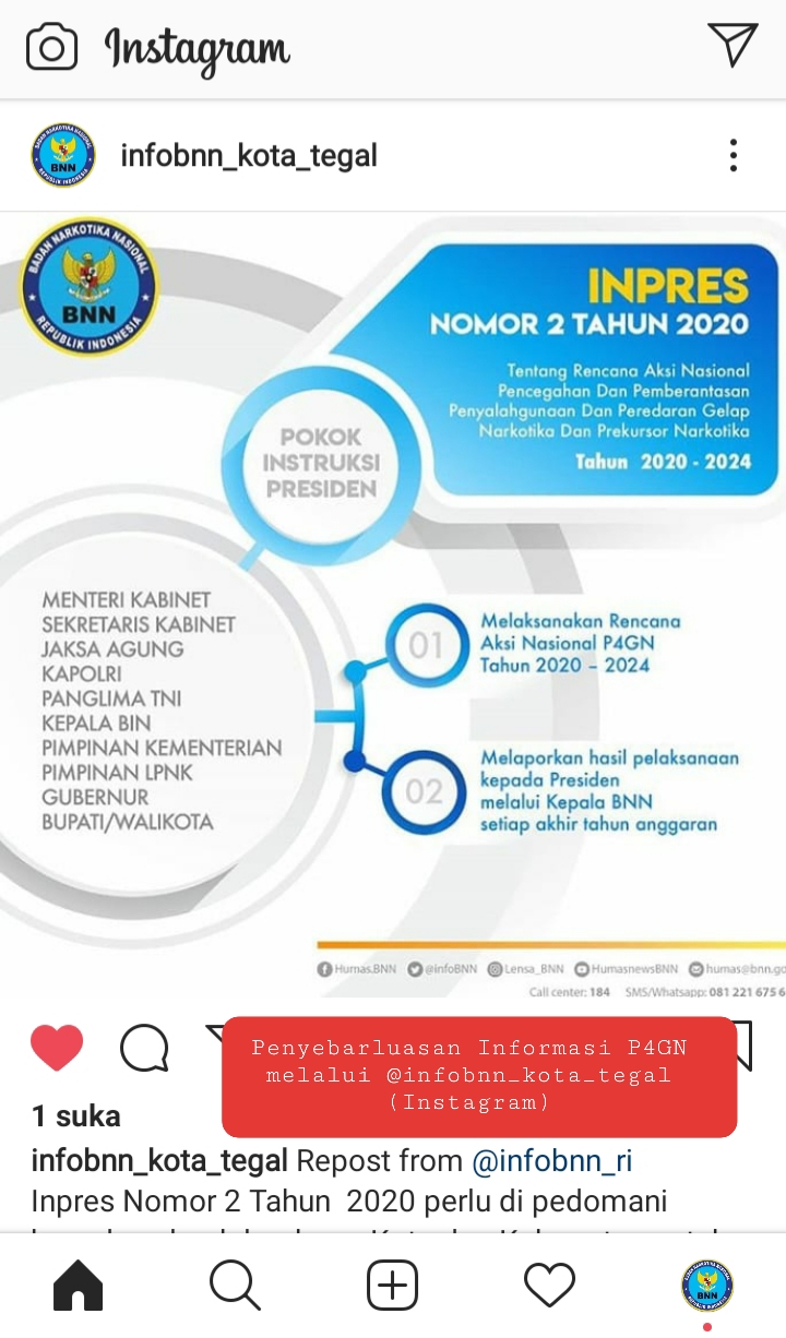 Penyampaian Informasi P4GN melalui Infobnn_kota_tegal BNNK Tegal. Penyampaian Informasi P4GN melalui Infobnn_kota_tegal BNNK Tegal.