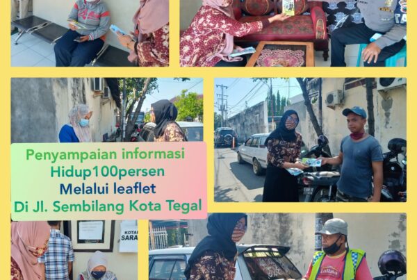 Penyampaian Informasi hidup100persen melalui Leaflet di Jl. Sembilang Kota Tegal