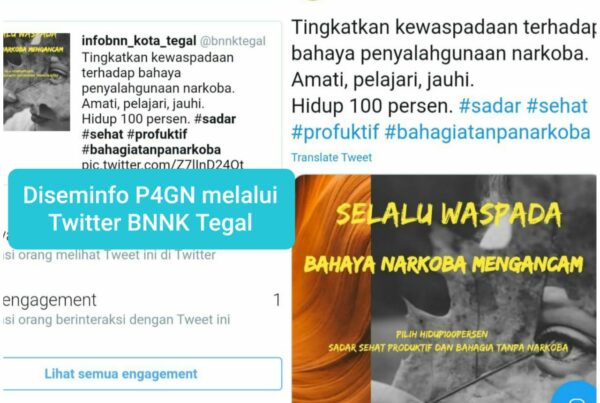 Penyampaian Informasi hidup100persen melalui twitter BNN Kota Tegal