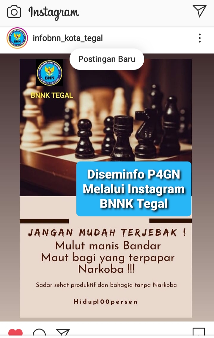 Penyampaian Informasi P4GN melalui Instagram BNNK Tegal Penyampaian Informasi P4GN melalui Instagram BNNK Tegal