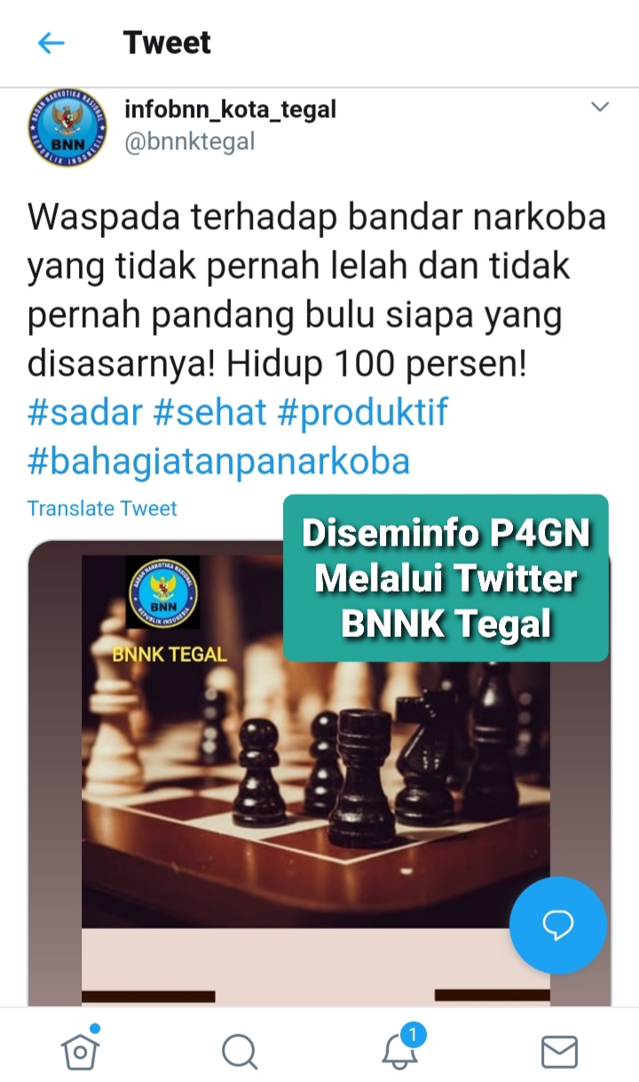 Penyampaian Informasi P4GN melalui Twitter BNNK Tegal Penyampaian Informasi P4GN melalui Twitter BNNK Tegal