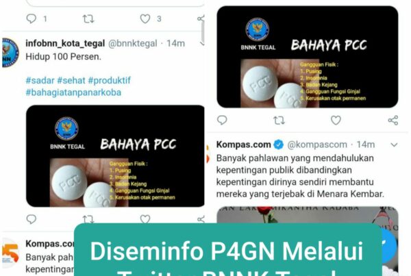 Penyampaian Informasi P4GN melalui twitter BNNK Tegal