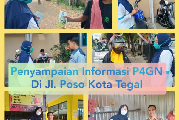 Penyampaian Informasi P4GN melalui pembagian leaflet di Jl. Poso Kota Tegal