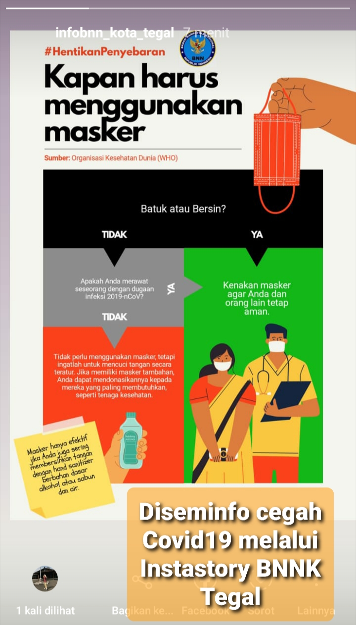 Penyampaian Informasi P4GN melalui instastory BNNK Tegal Penyampaian Informasi P4GN melalui instastory BNNK Tegal