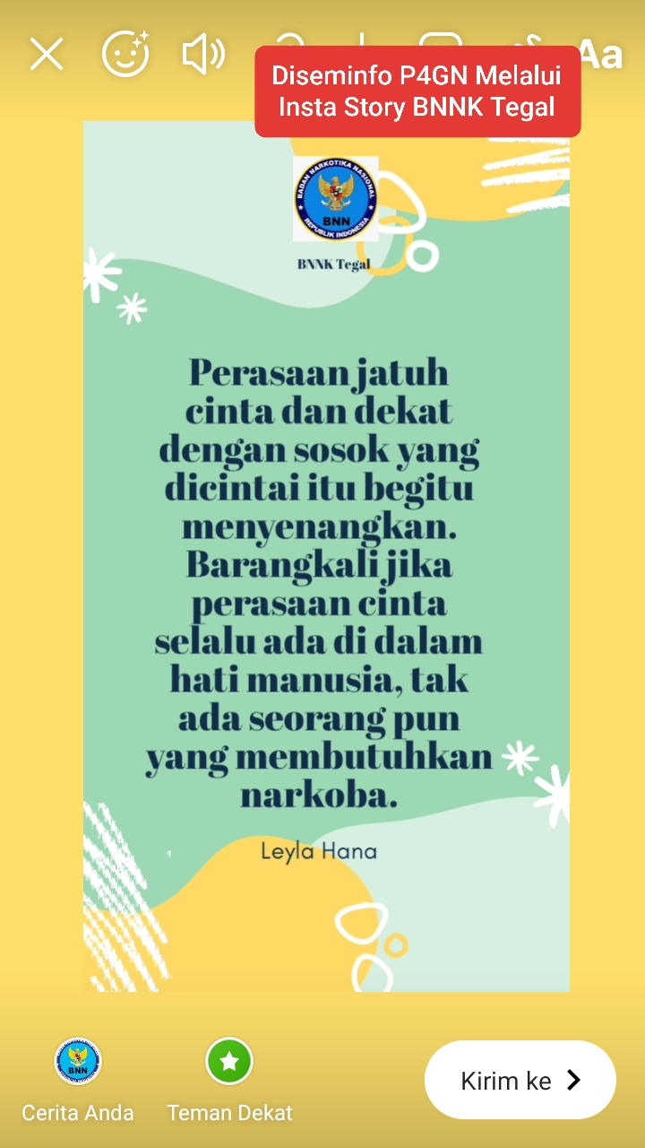 Penyampaian Informasi melalui Instastory BNNK Tegal Penyampaian Informasi melalui Instastory BNNK Tegal