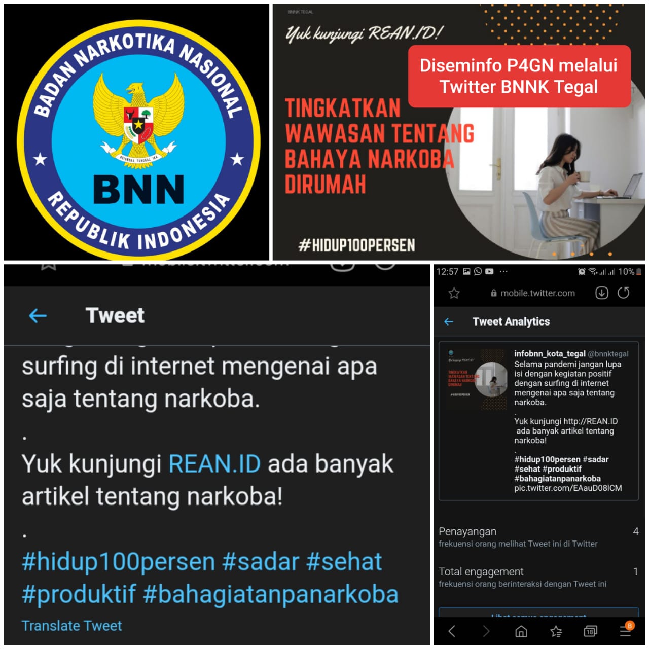 Diseminasi Informasi P4GN melalui Twitter BNNK Tegal Diseminasi Informasi P4GN melalui Twitter BNNK Tegal