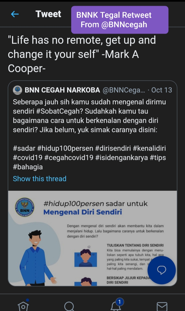 Diseminasi Informasi melalui twiter retweet form @bnncegah Diseminasi Informasi melalui twiter retweet form @bnncegah