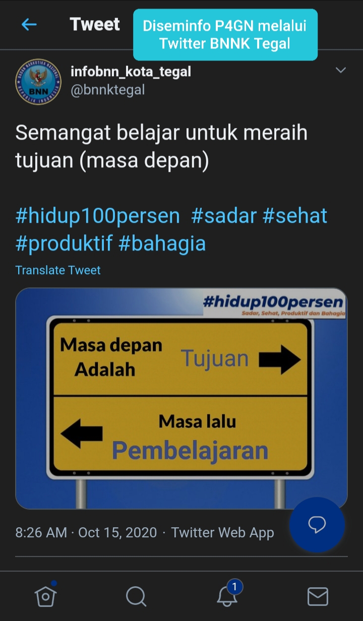Diseminasi Informasi melalui twitter @BNNK Tegal Diseminasi Informasi melalui twitter @BNNK Tegal