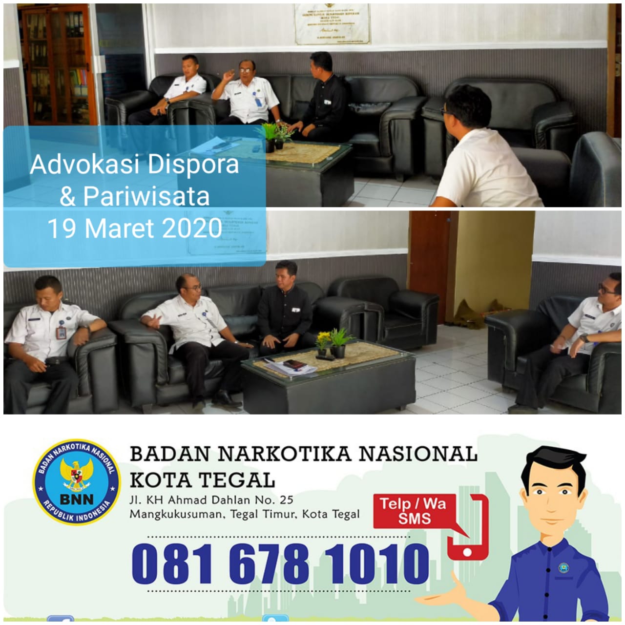 Kegiatan Koordinasi Advokasi Pembangunan Berwawasan Anti Narkoba dengan Dinas Kepemudaan dan Olahraga dan Pariwisata Kota Tegal Kegiatan Koordinasi Advokasi Pembangunan Berwawasan Anti Narkoba dengan Dinas Kepemudaan dan Olahraga dan Pariwisata Kota Tegal