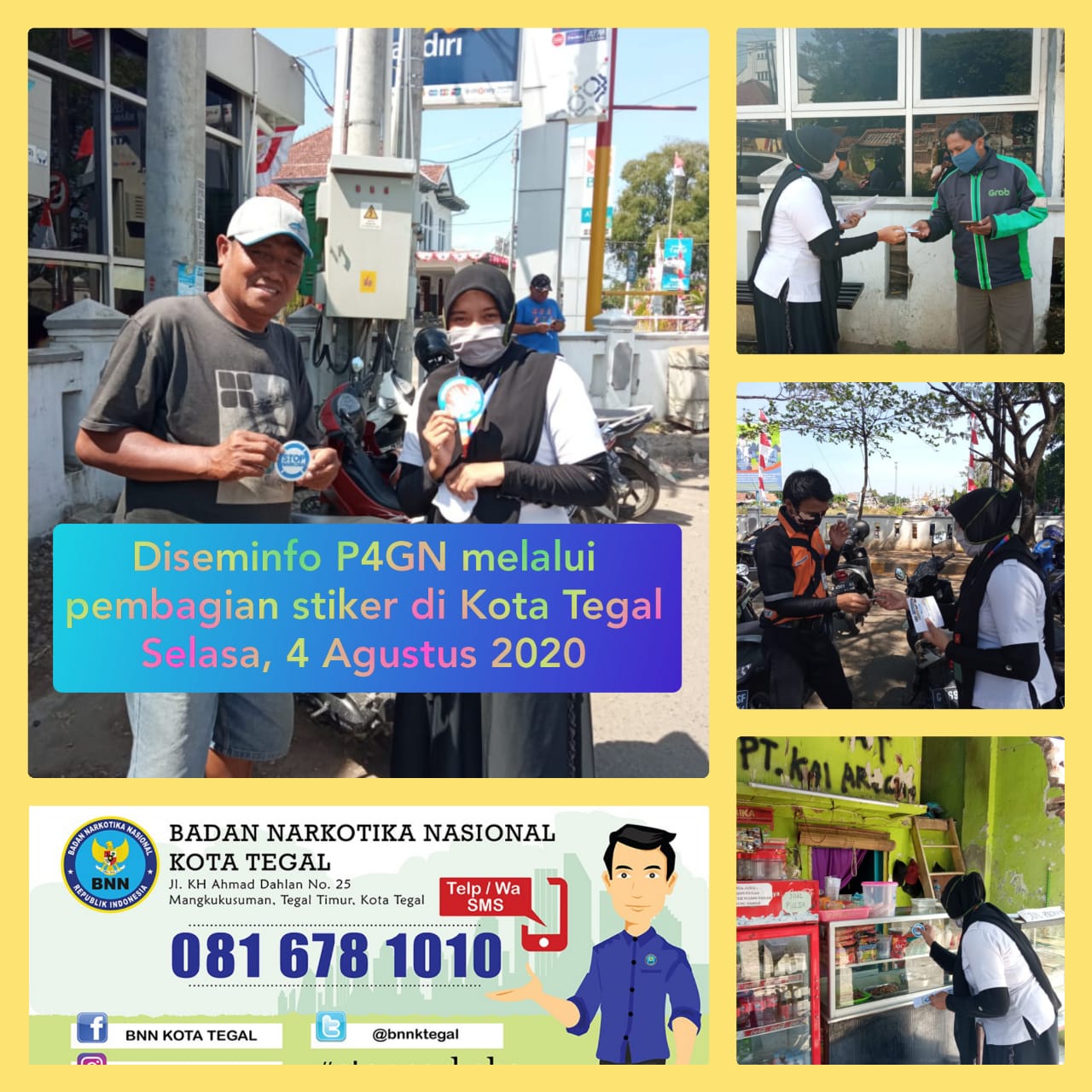 Diseminfo P4GN melalui pembagian stiker di Jalan Pancasila Kota Tegal Diseminfo P4GN melalui pembagian stiker di Jalan Pancasila Kota Tegal