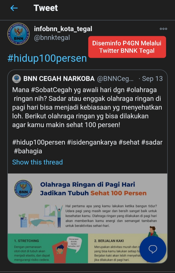 Diseminasi Informasi P4GN melalui Twitter BNNK Tegal Diseminasi Informasi P4GN melalui Twitter BNNK Tegal