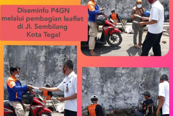 Diseminasi Informasi P4GN melalui Pembagian leaflet di Jl Sembilang Kota Tegal