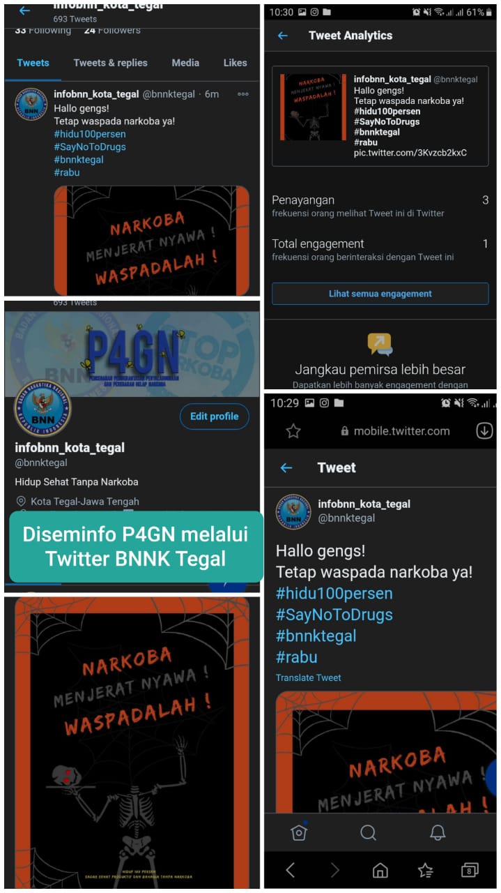 Diseminasi Informasi P4GN melalui Twitter BNNK Tegal Diseminasi Informasi P4GN melalui Twitter BNNK Tegal