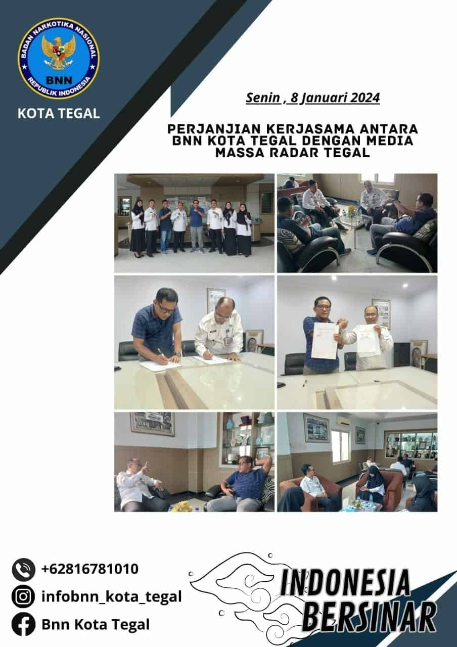 Penandatanganan MoU Kerjasama antara BNN Kota Tegal dengan Harian Radar Tegal.