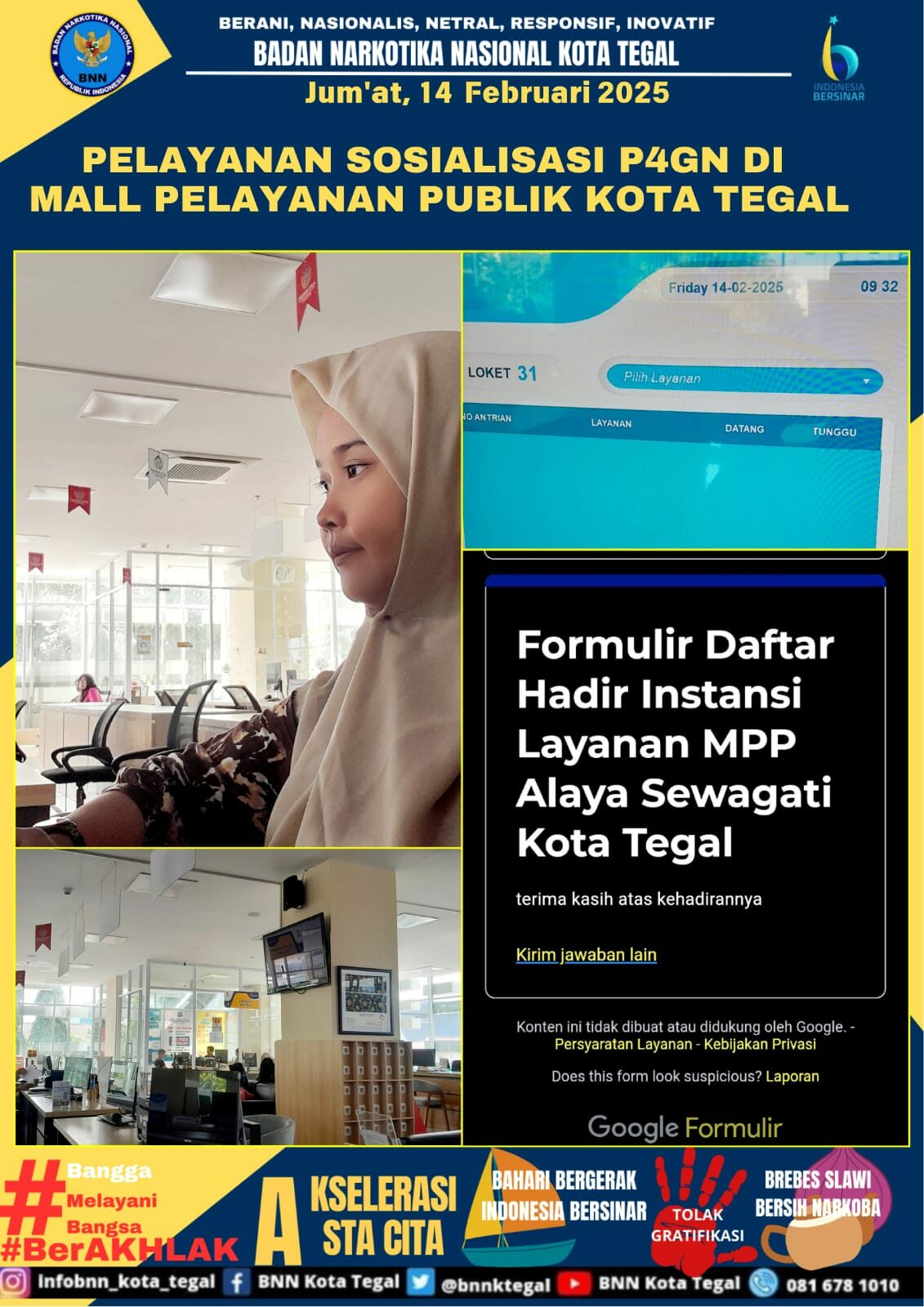 Kegiatan Layanan Sosialisasi P4GN di Mall Pelayanan Publik Kota Tegal Kegiatan Layanan Sosialisasi P4GN di Mall Pelayanan Publik Kota Tegal