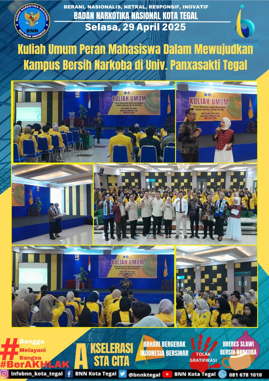 Kegiatan Kuliah Umum Peran Mahasiswa dalam Mewujudkan Kampus Bersinar di Universitas Pancasakti Tegal Kegiatan Kuliah Umum Peran Mahasiswa dalam Mewujudkan Kampus Bersinar di Universitas Pancasakti Tegal